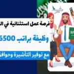 فرصة عمل استثنائية في السعودية: وظيفة براتب 6500 ريال مع توفير التأشيرة وحوافز مغرية