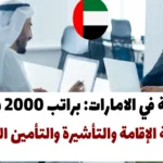 وظيفة في الامارات: براتب 2000 درهم شاملة الإقامة والتأشيرة والتأمين الصحي